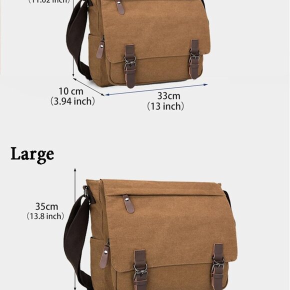 Canvas Vintage Messenger Bag Shoulder bag Leather Large Travel Crossbody bags fo - Picture 7 of 7
